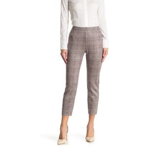 T Tahari faux leather plaid cropped pants